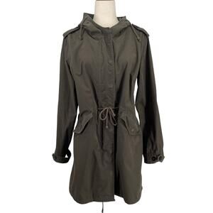 RW Co Longline Duck Canvas Chore Utility Jacket S Green No Lining Drawstring
